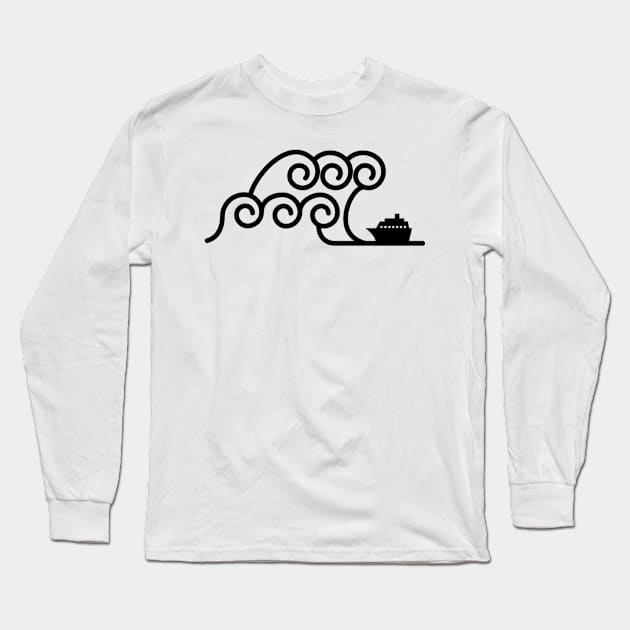 Tsunami Wave Cruise Boat Art Long Sleeve T-Shirt by AustralianMate